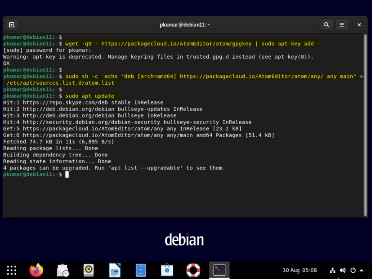 How to Install Atom Text Editor in Debian 11 (Bullseye)