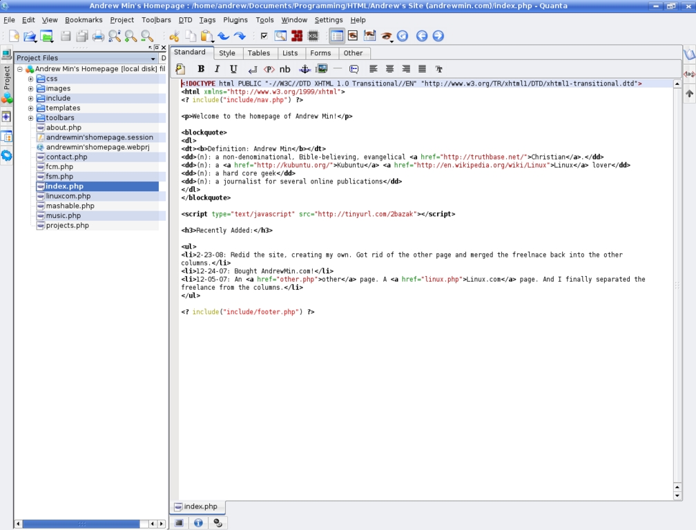 How to Use Quanta Plus, the Web Developer Tool with Everything but the