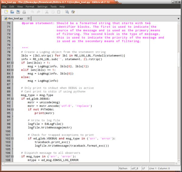 Editra - multi-platform text editor - LinuxLinks