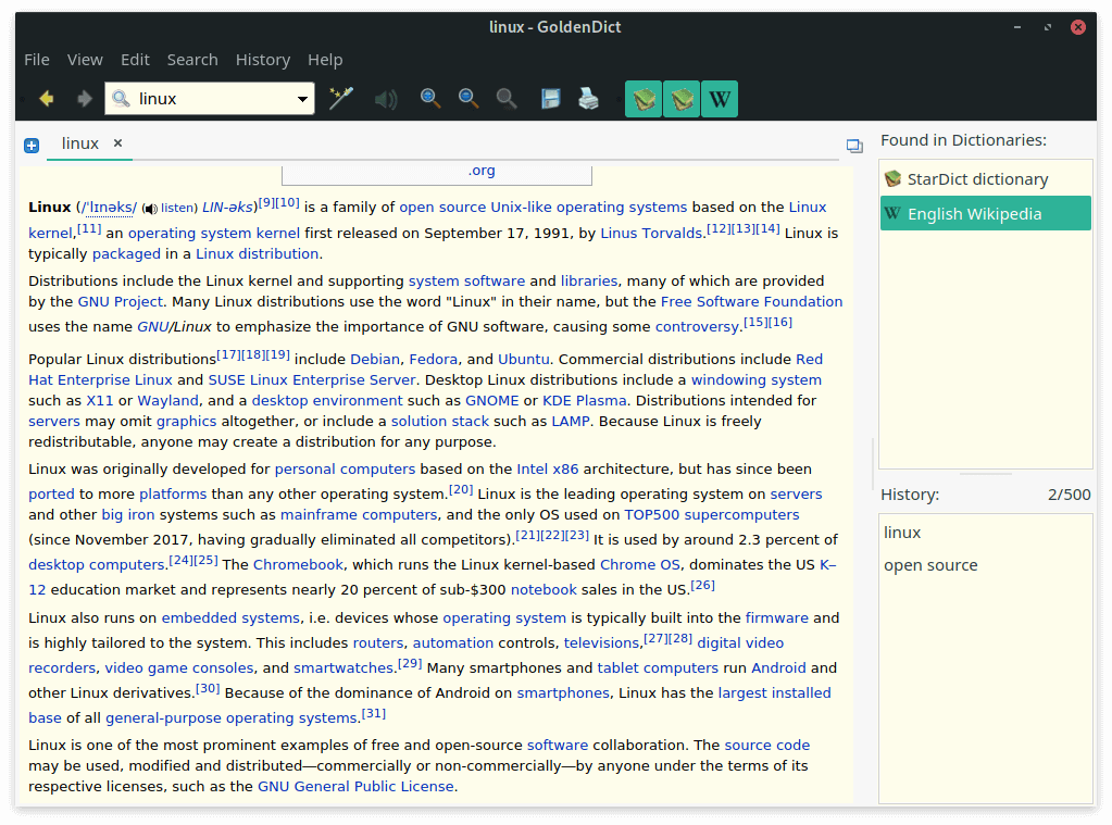 GoldenDict featurerich dictionary lookup software LinuxLinks