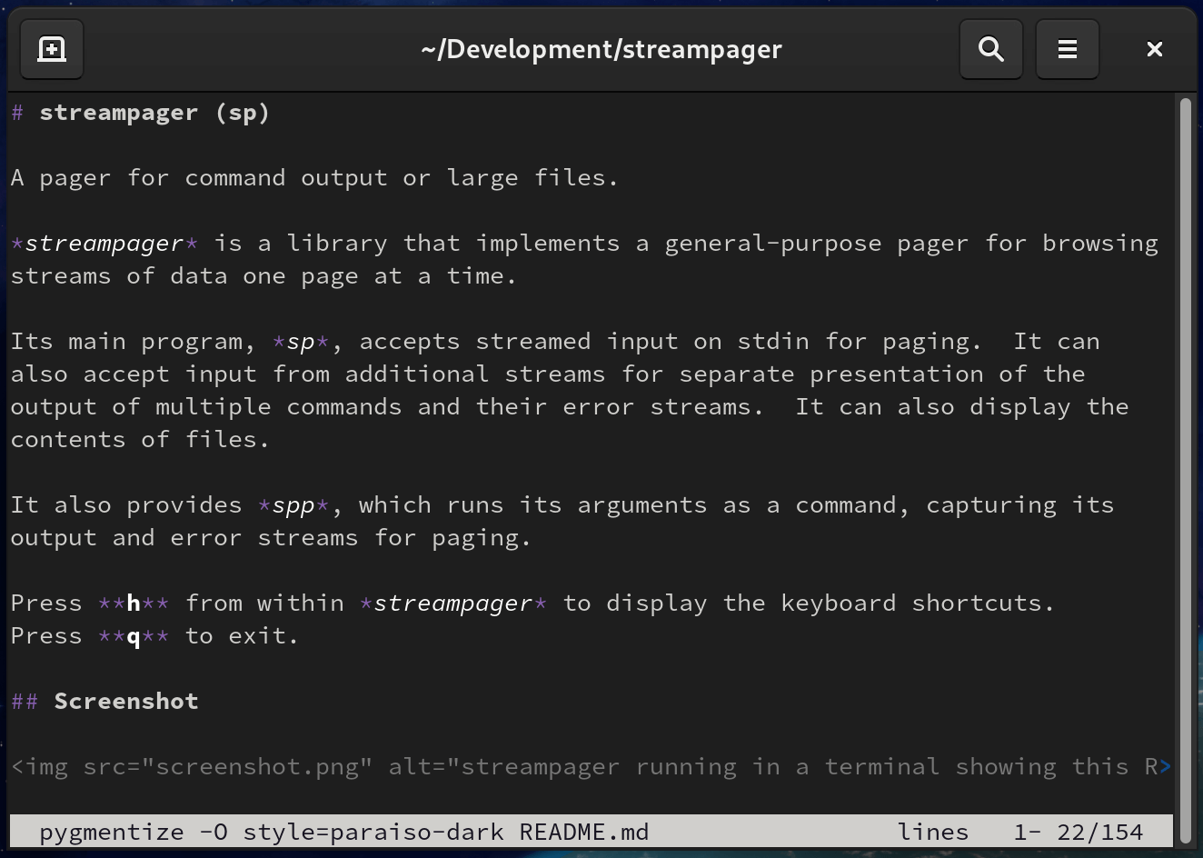streampager pager for command output or large files LinuxLinks