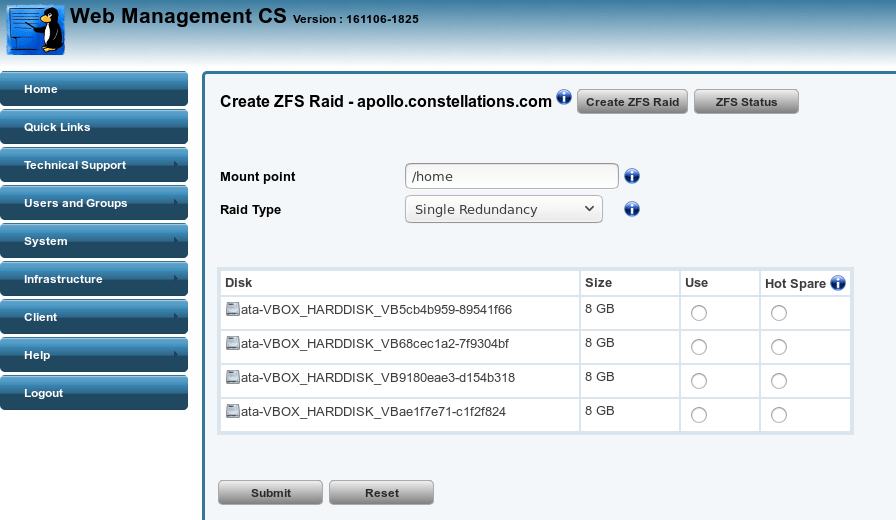 ZFS creation and control The Linux Schools Project