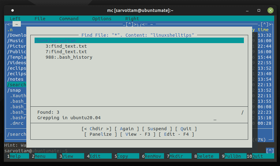 Linux search string in all files