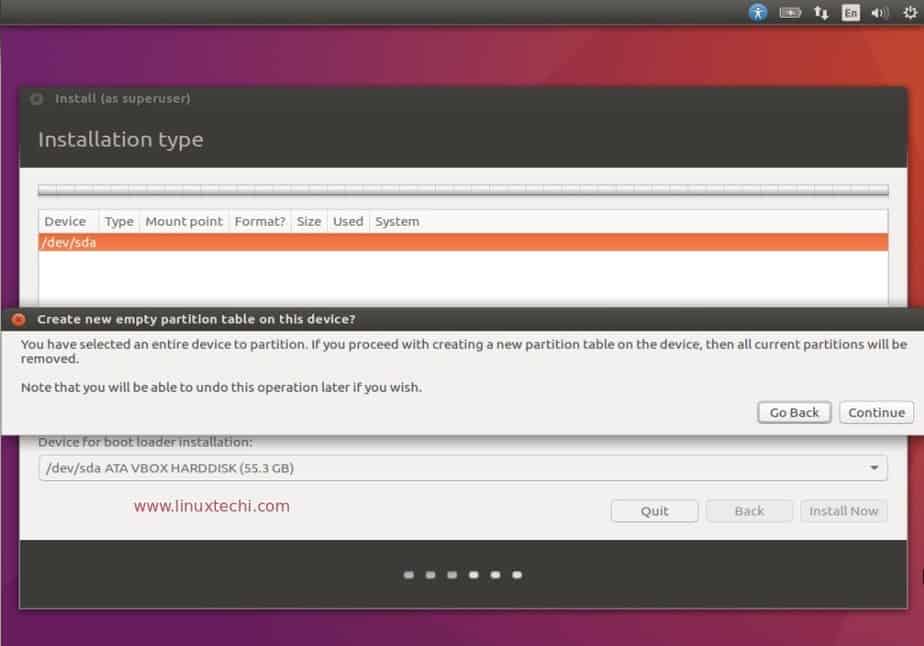 newpartitiontableubuntuinstallation LinuxTechi