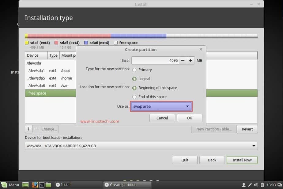 swappartitionlinuxmint18installation LinuxTechi