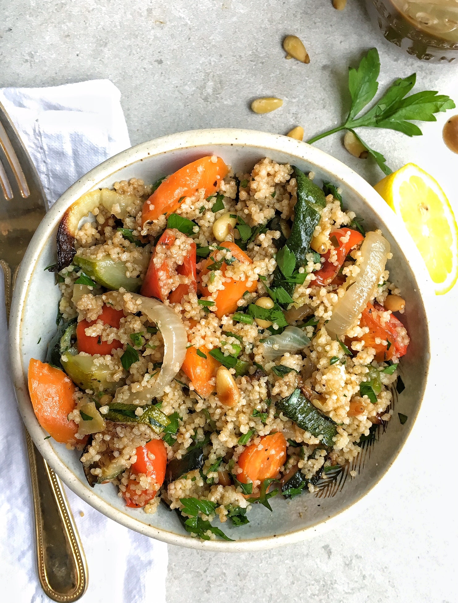 Roasted Vegetable Couscous Lion's Bread