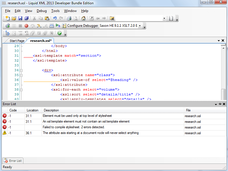 XSLT Editor and Debugger