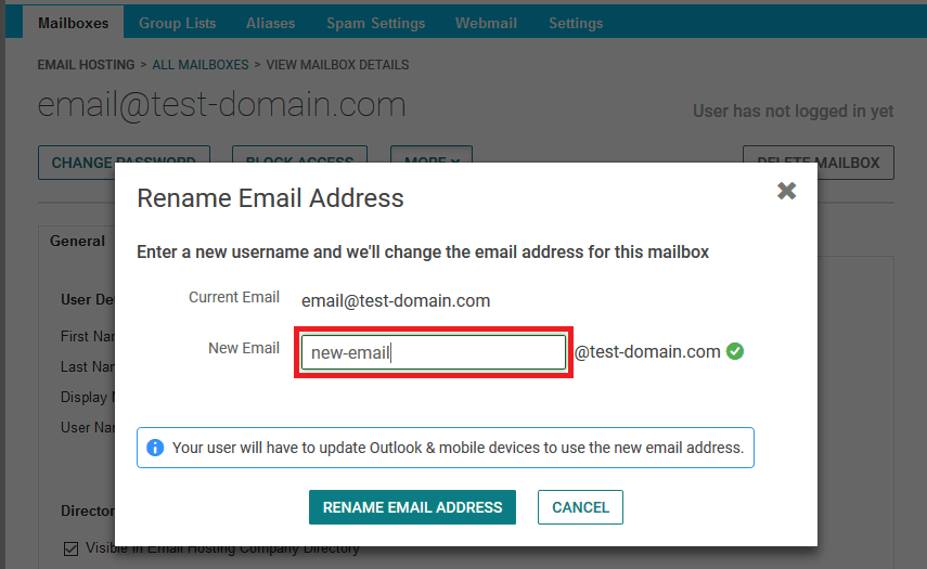 Renaming Mailboxes in Premium Business Email Liquid 