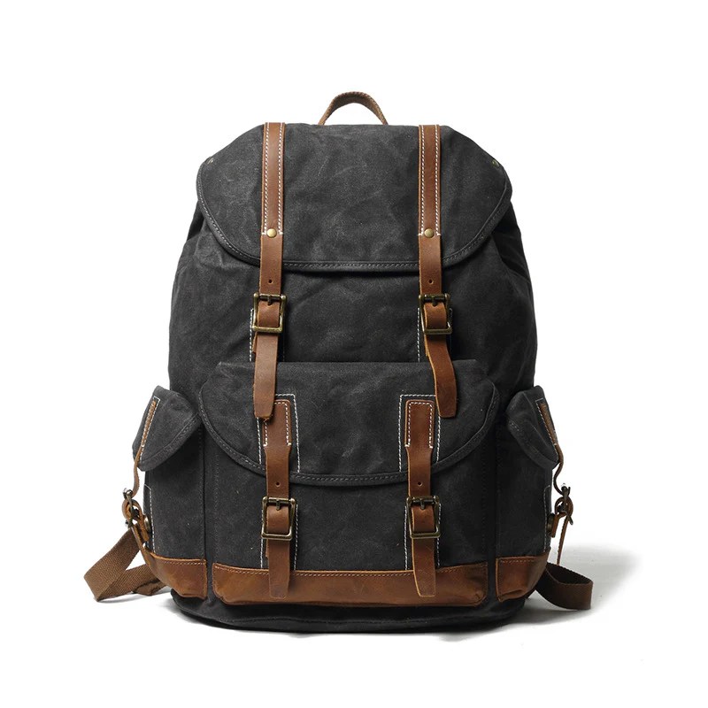Personalized Waxed Canvas Backpack Large Travel Backpack Laptop Backpa