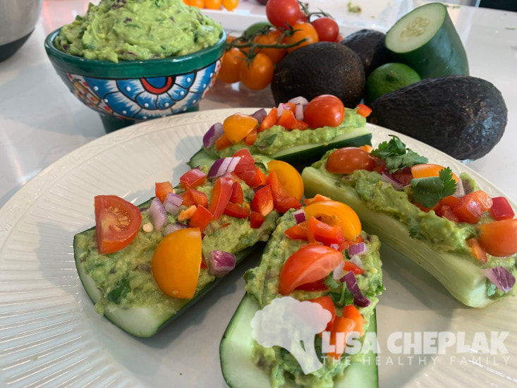 CUCUMBER GUACAMOLE BOATS Lisa Cheplak