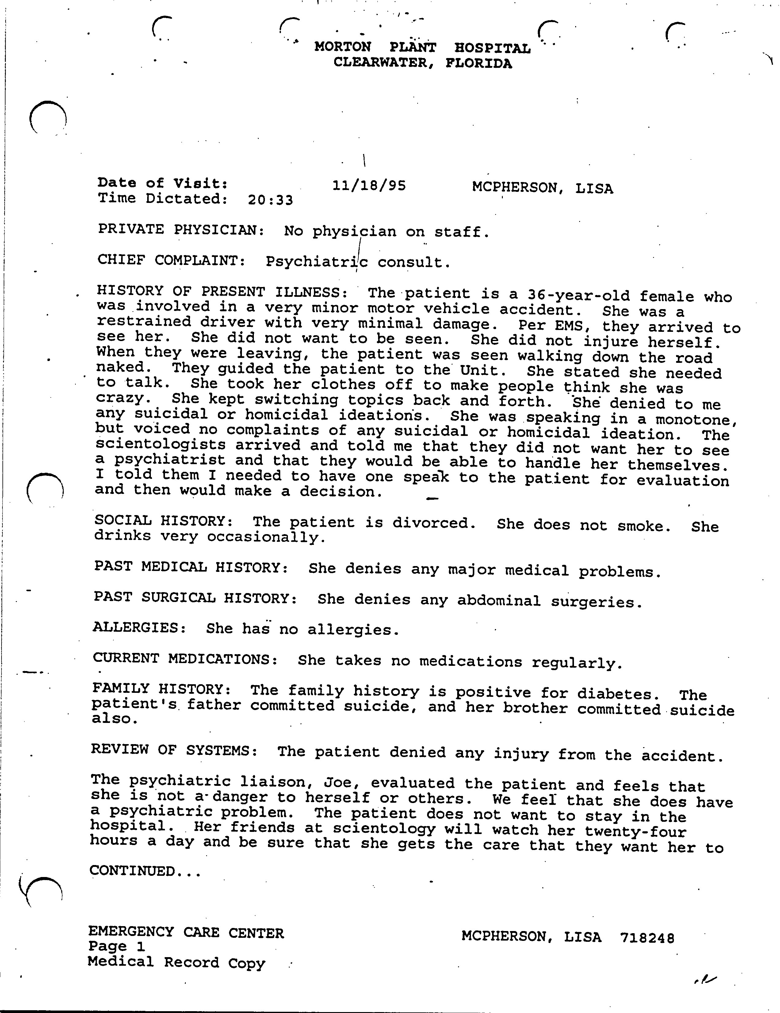 Emergency Care record, Morton Plant Hospital The Lisa McPherson Files