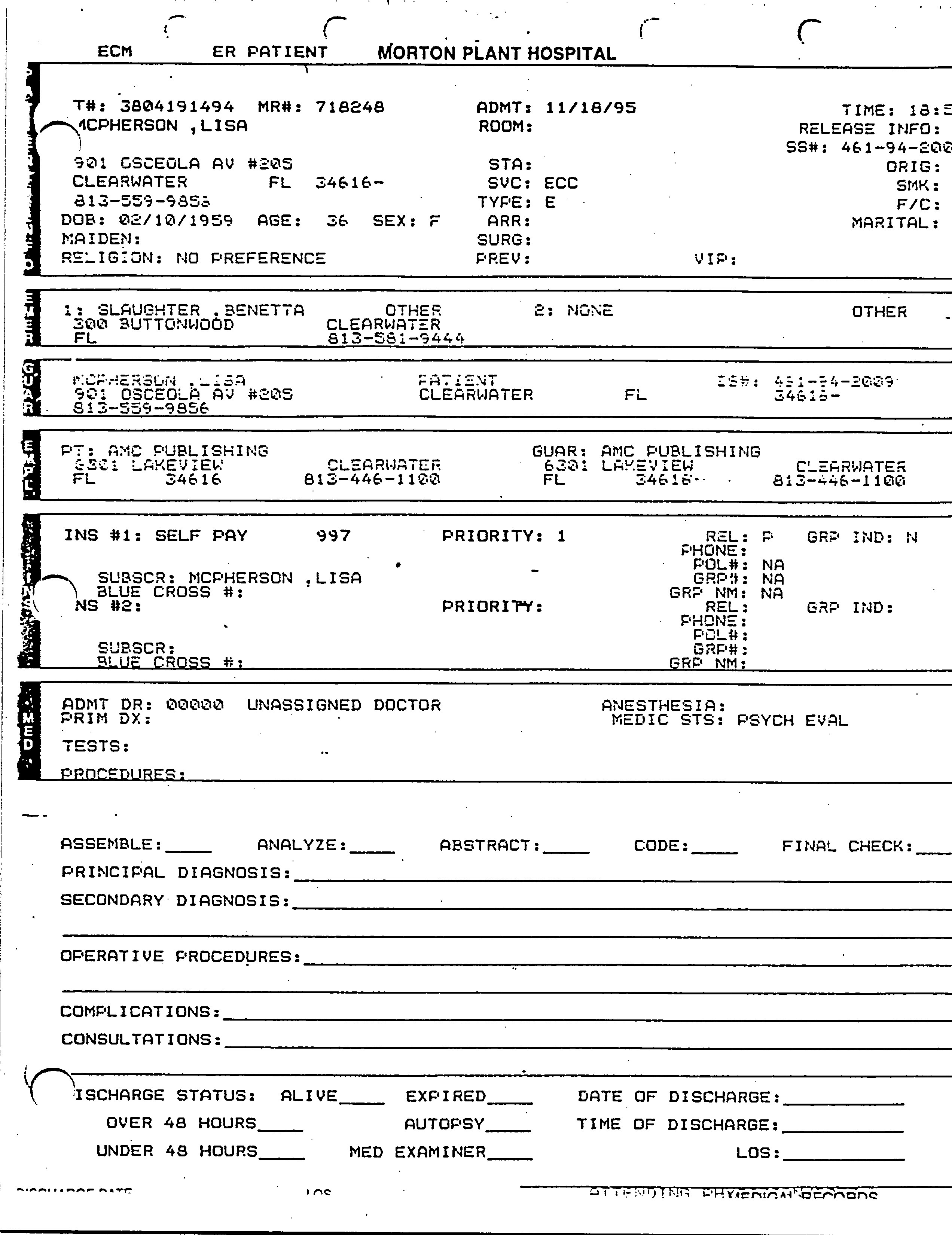 emergency room record, Morton Plant Hospital The Lisa McPherson Files
