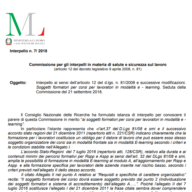Interpello 7/2018 Requisiti Dei Soggetti Formatori Corsi In E-Learning 661_x_659_png