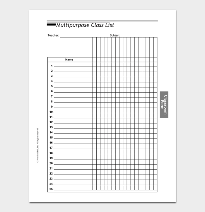 25 Free Class Roster Templates (Word, Excel, PDF)