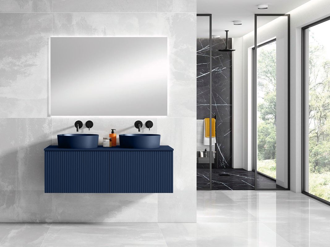 48" Royal Blue Wall Mount Bath Vanity with Linen Option Made in