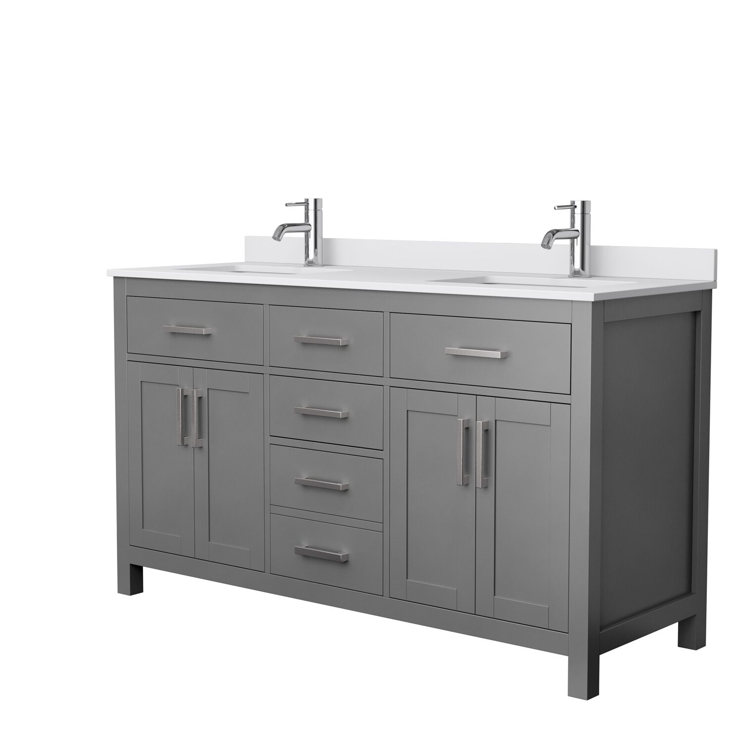 60" Double Bathroom Vanity in Dark Gray, White Cultured Marble