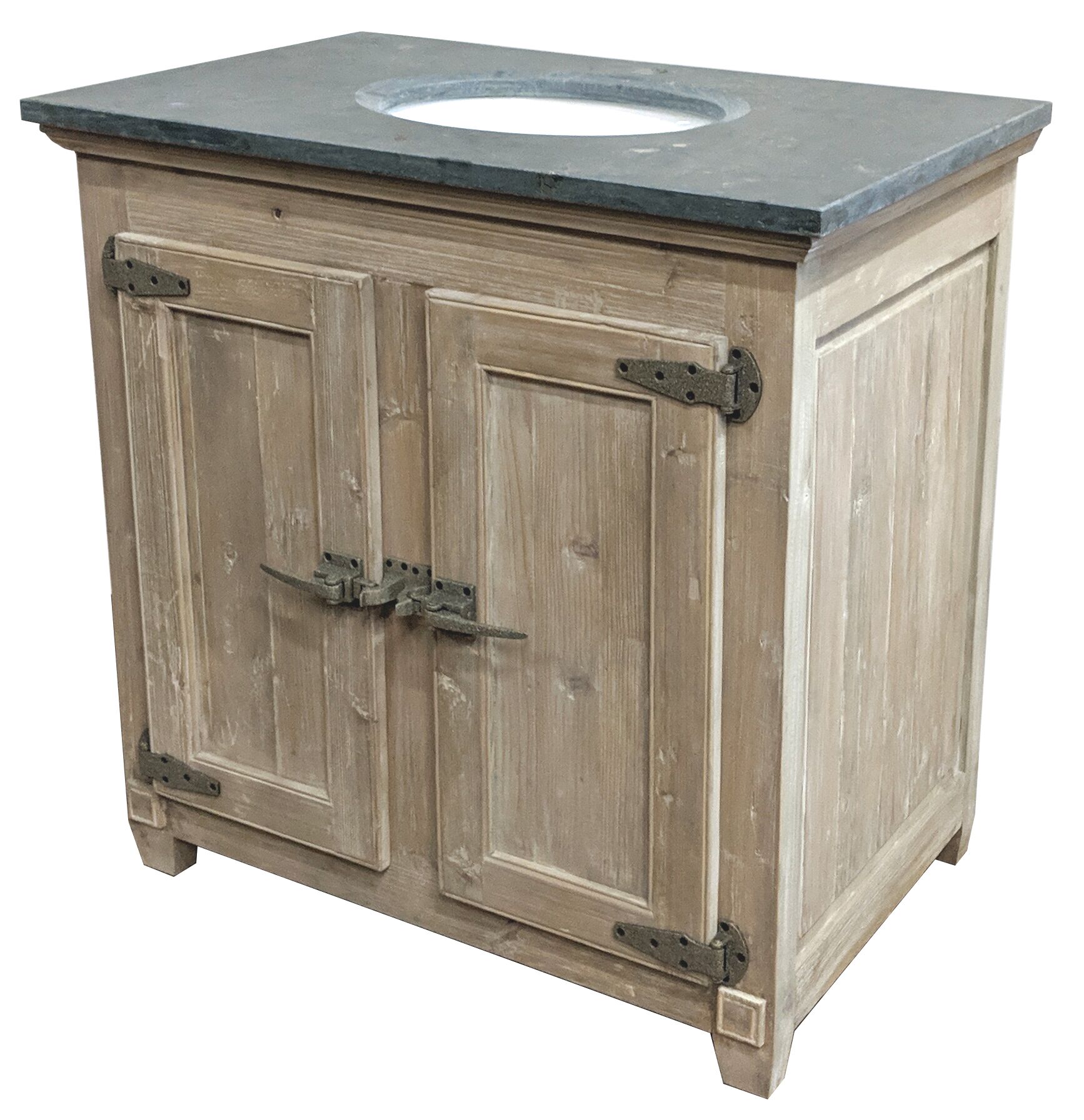36" Handcrafted Reclaimed Pine Solid Wood Single Vanity Natural Finish