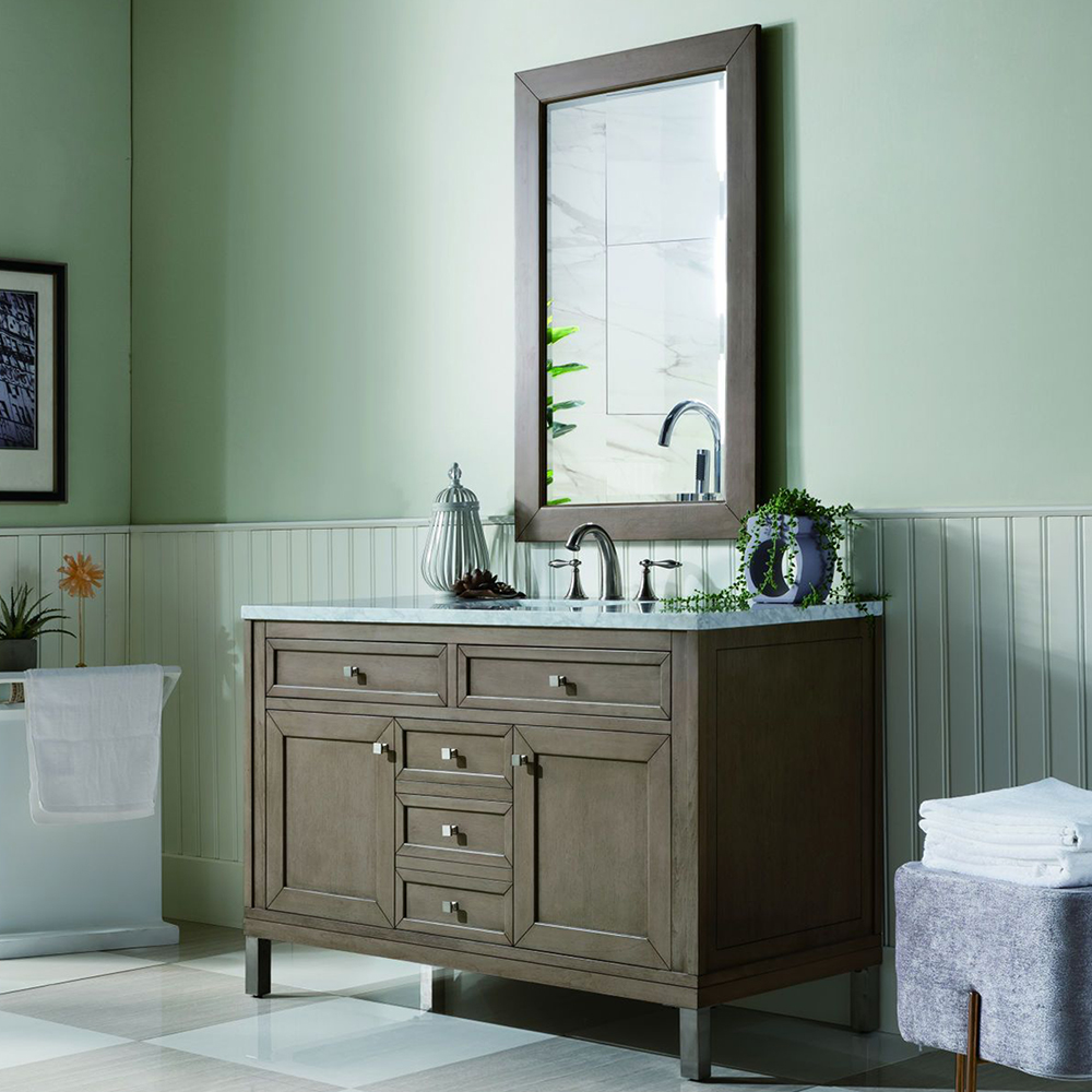60 Chicago White Washed Walnut Double Sink Bathroom Vanity