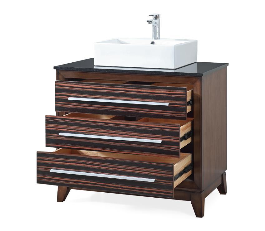 Adelina 36" Stoughton Vessel Sink Bathroom Vanity with Black Galaxy