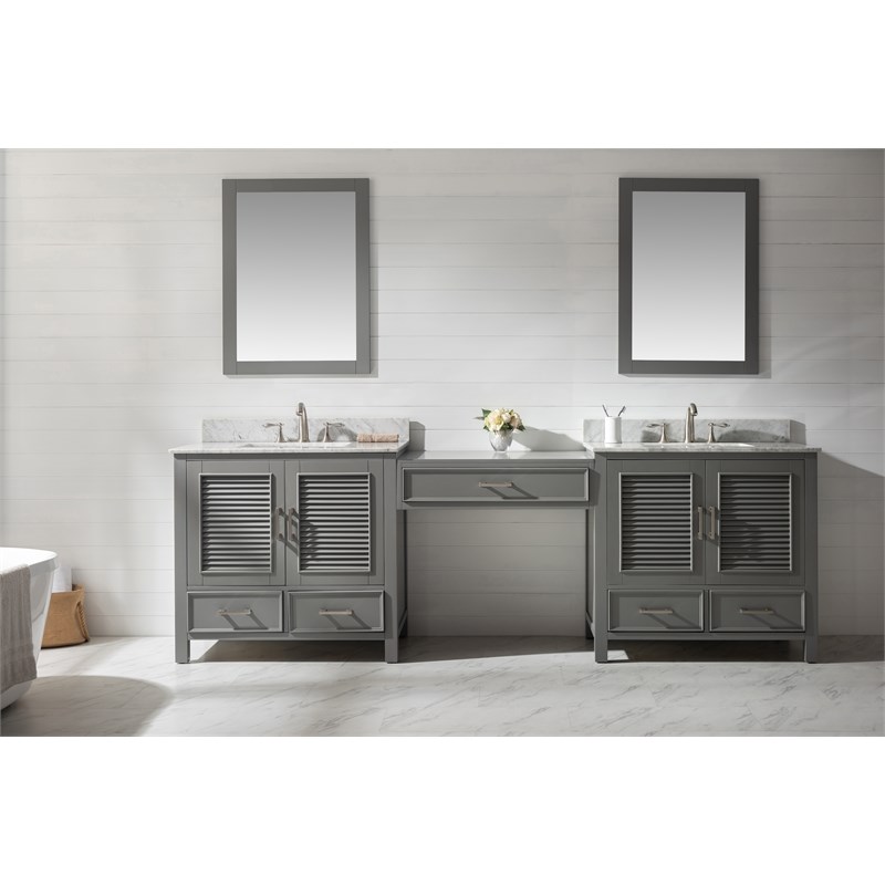 Traditional 102" Double Sink Bathroom Vanity Modular Set with 1" Thick