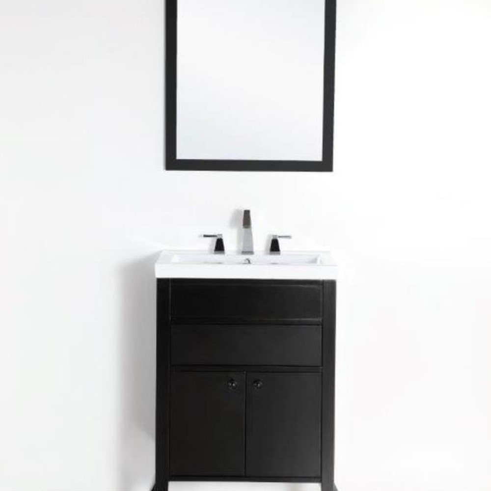 24" Single Sink Vanity in Rich Espresso Finish Seamless Integral