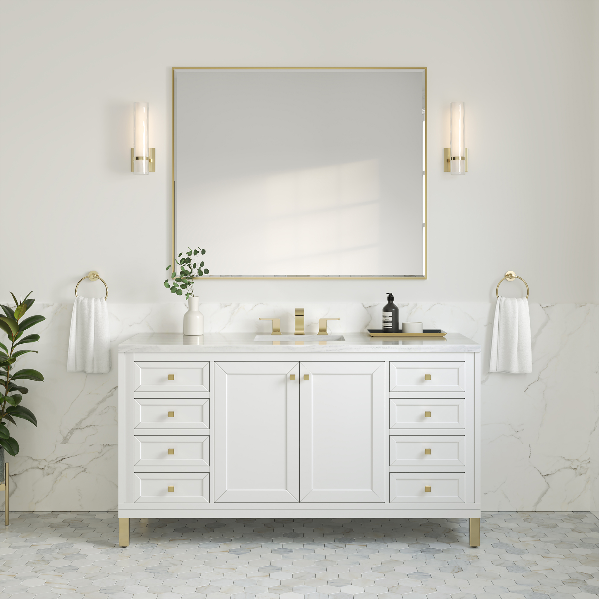 James Martin Chicago Collection 60" Single Vanity, Glossy White With