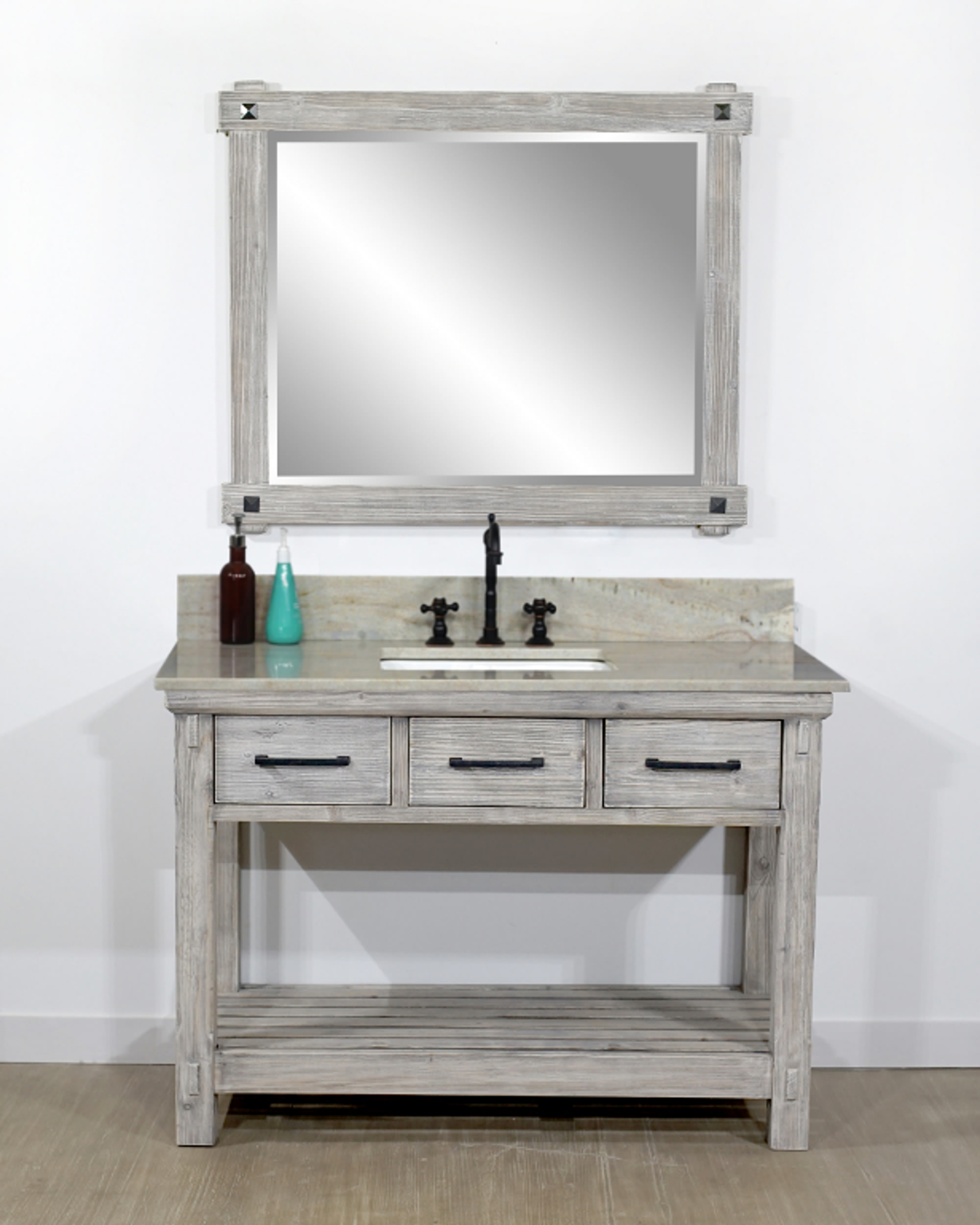 48" Rustic Solid Fir Single Sink Bathroom Vanity in Grey Driftwood