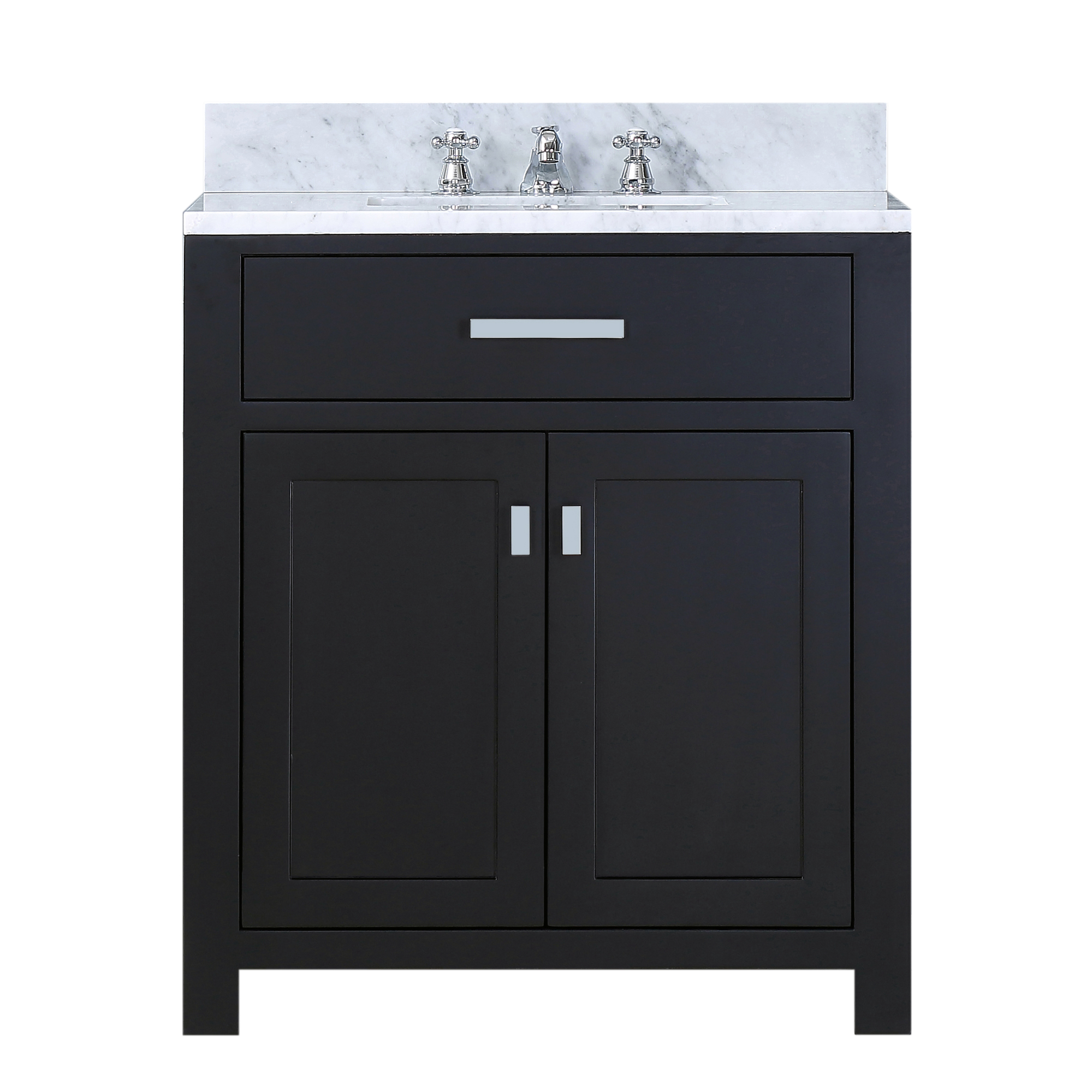 30" Espresso Single Sink Bathroom Vanity with White Carrara Marble Top