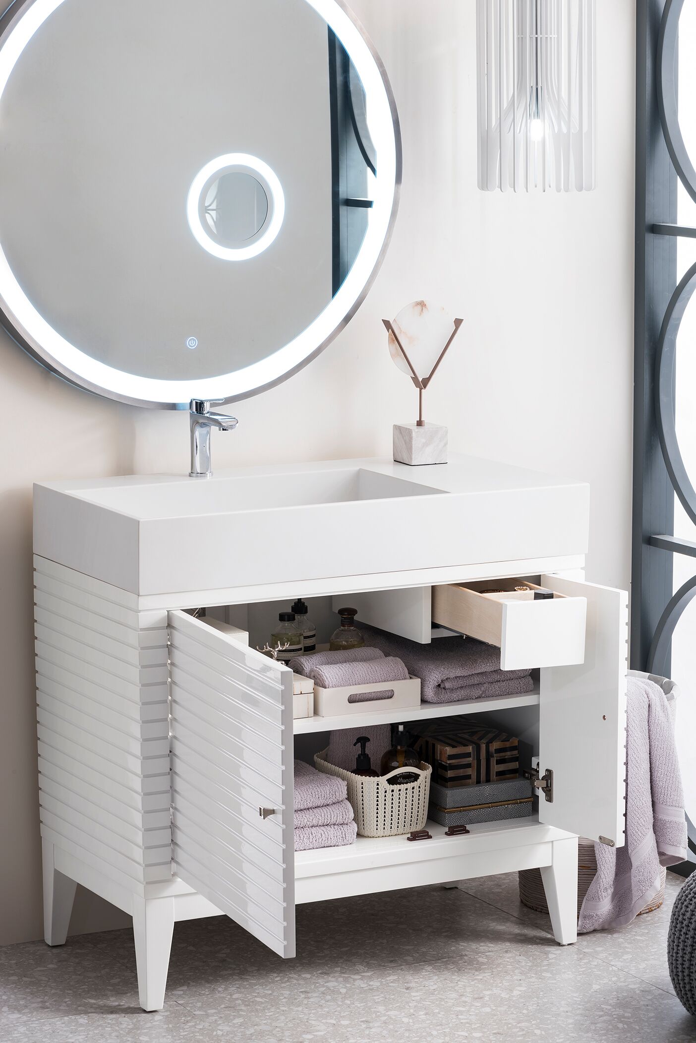 James Martin Linear Collection 36" Single Vanity, Glossy White Finish