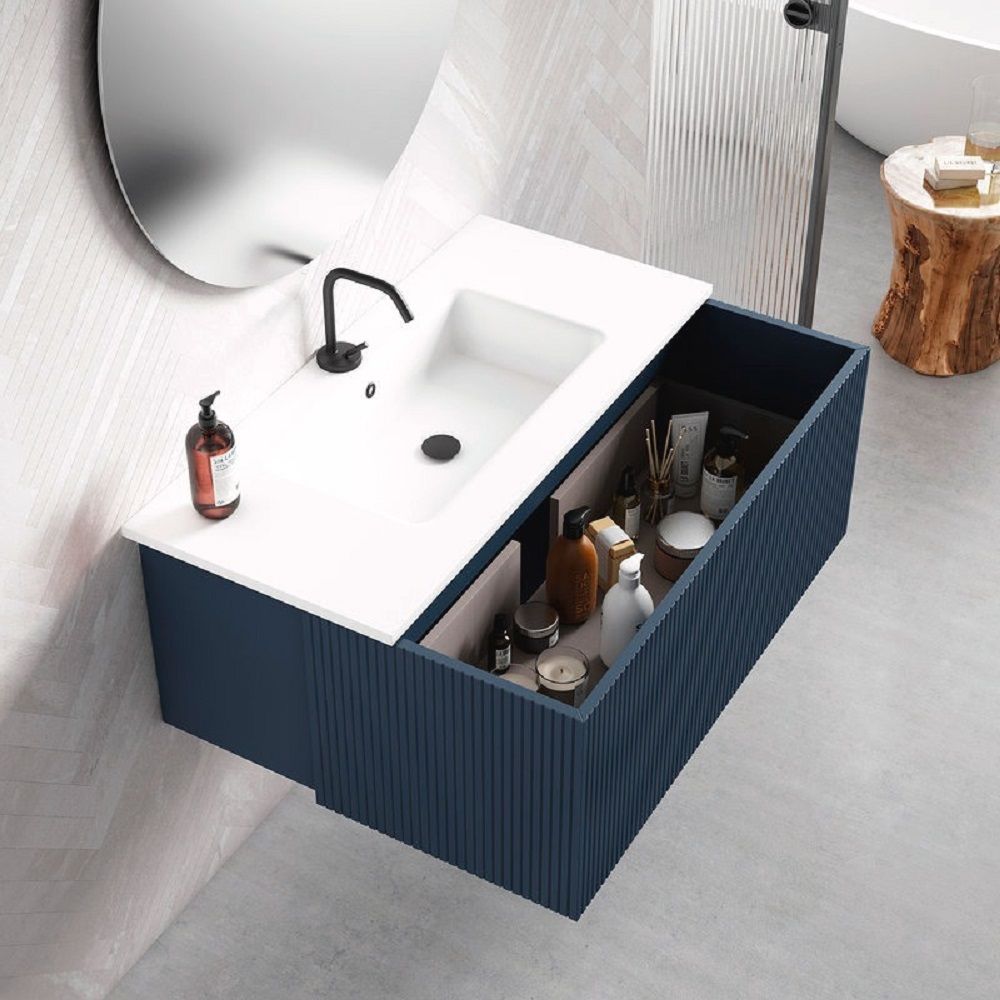 40" Royal Blue Finish Wall Mount Bath Vanity with Linen Option