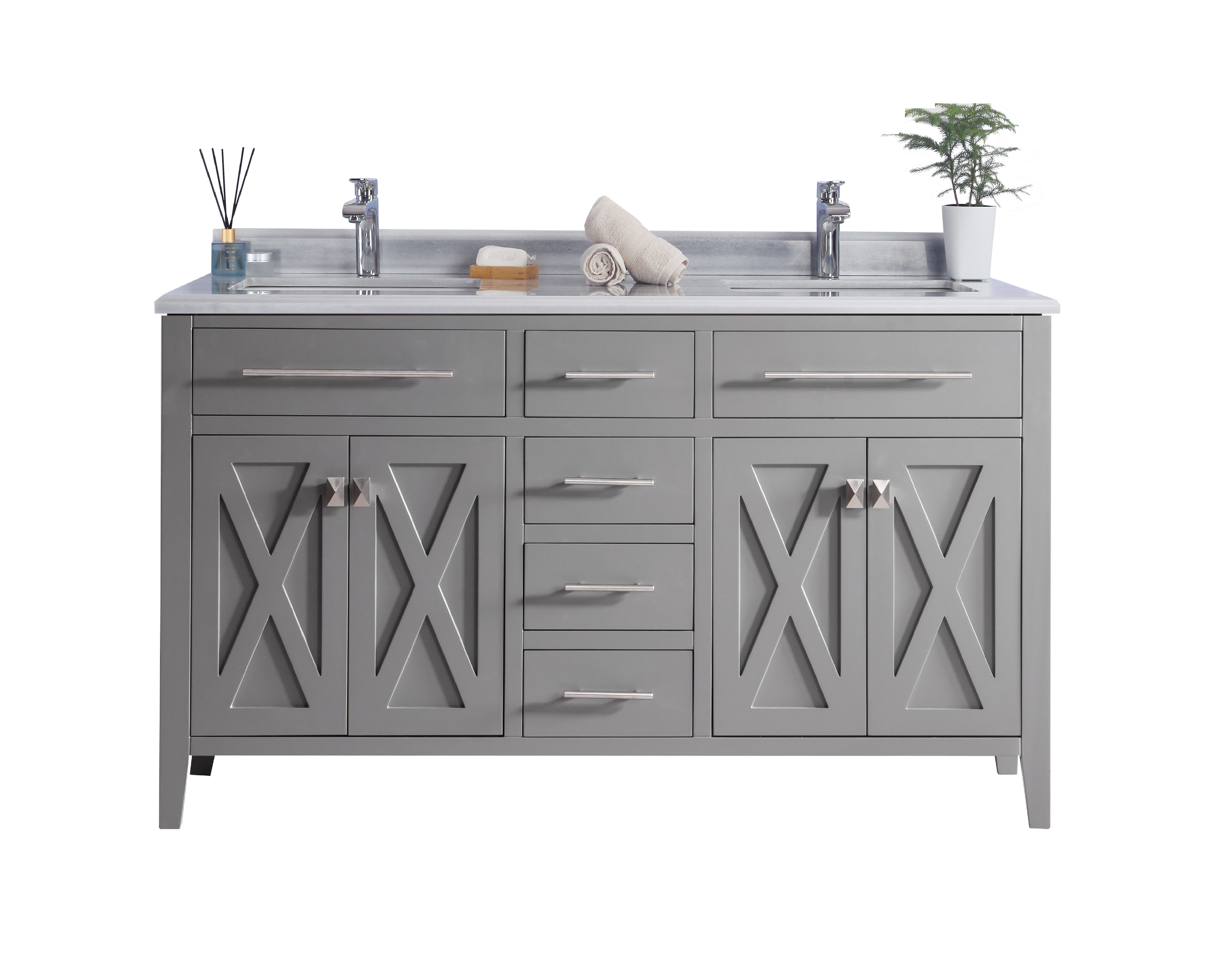 60" Double Sink Bathroom + Top and Color Options