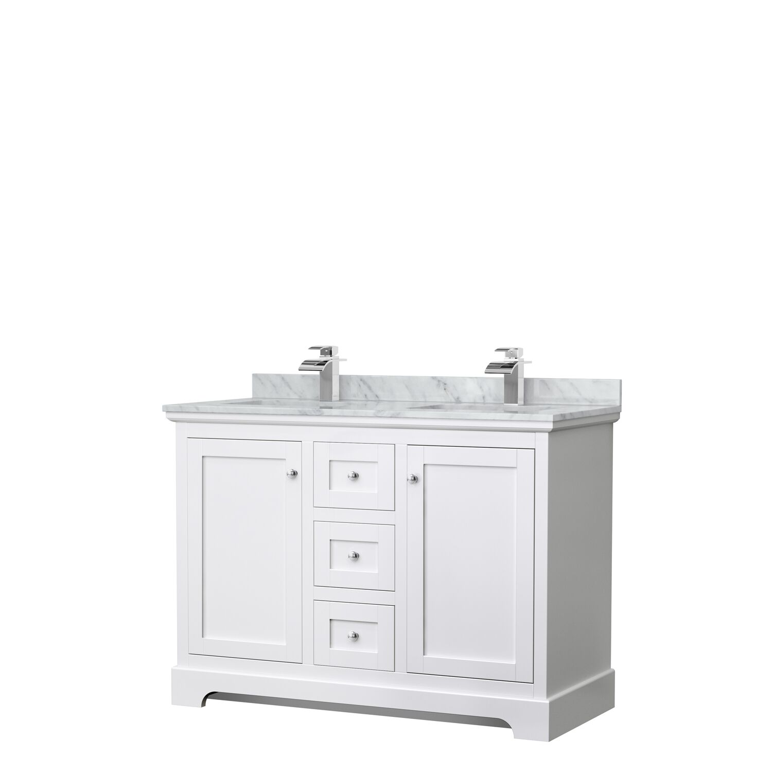 48" Double Bathroom Vanity in White with Countertop, Sinks and Mirror