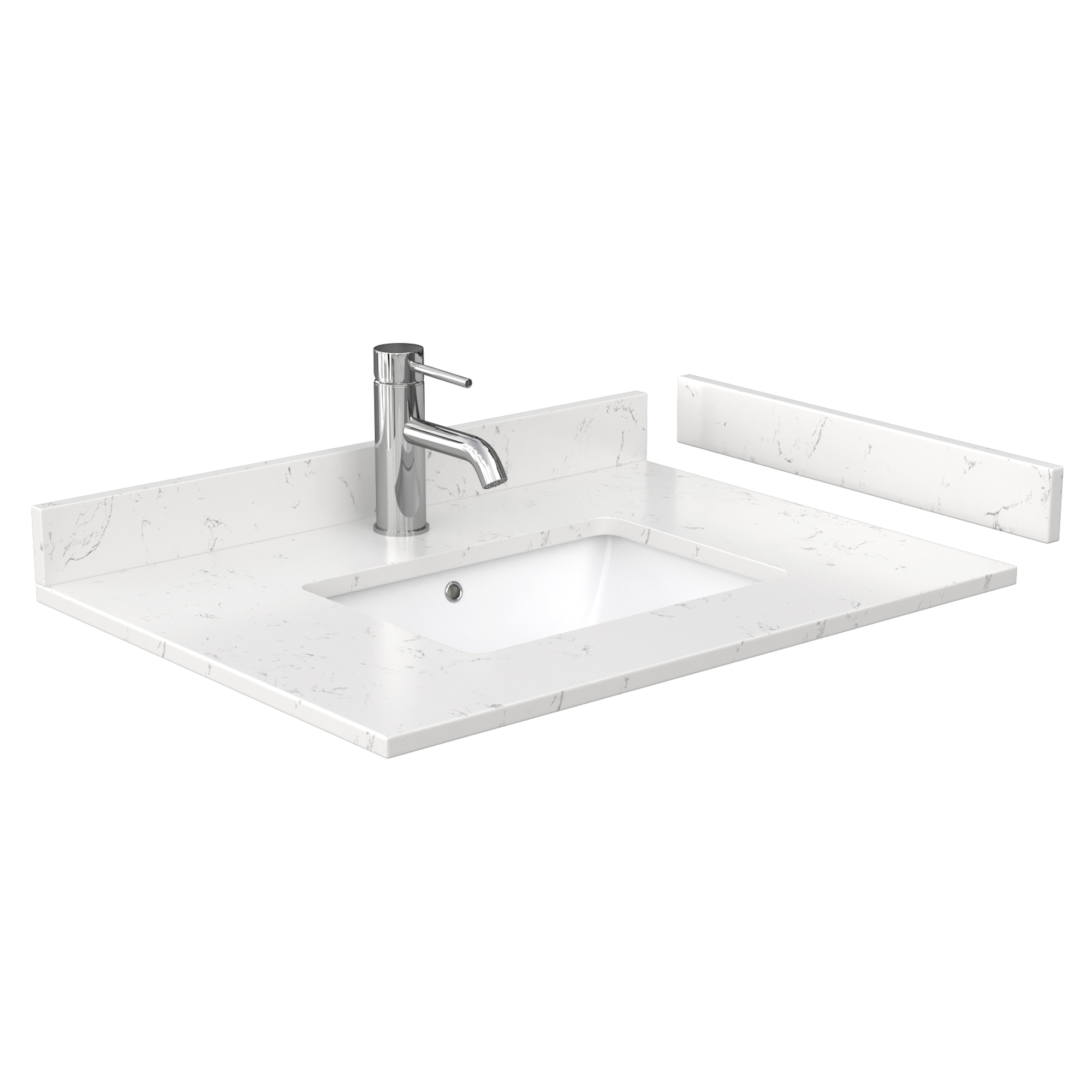 30" Single Bathroom Vanity in Dark Blue, LightVein Carrara Cultured Marble Countertop