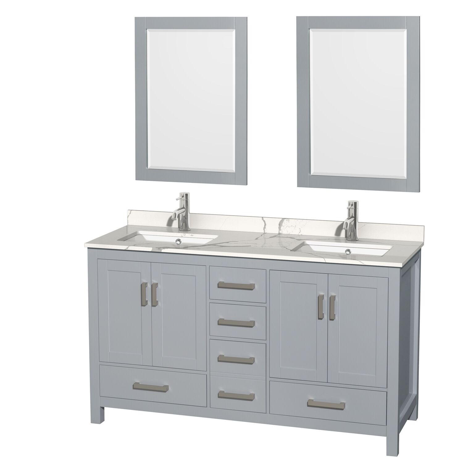 60" Double Bathroom Vanity with Color, Countertop, Mirror