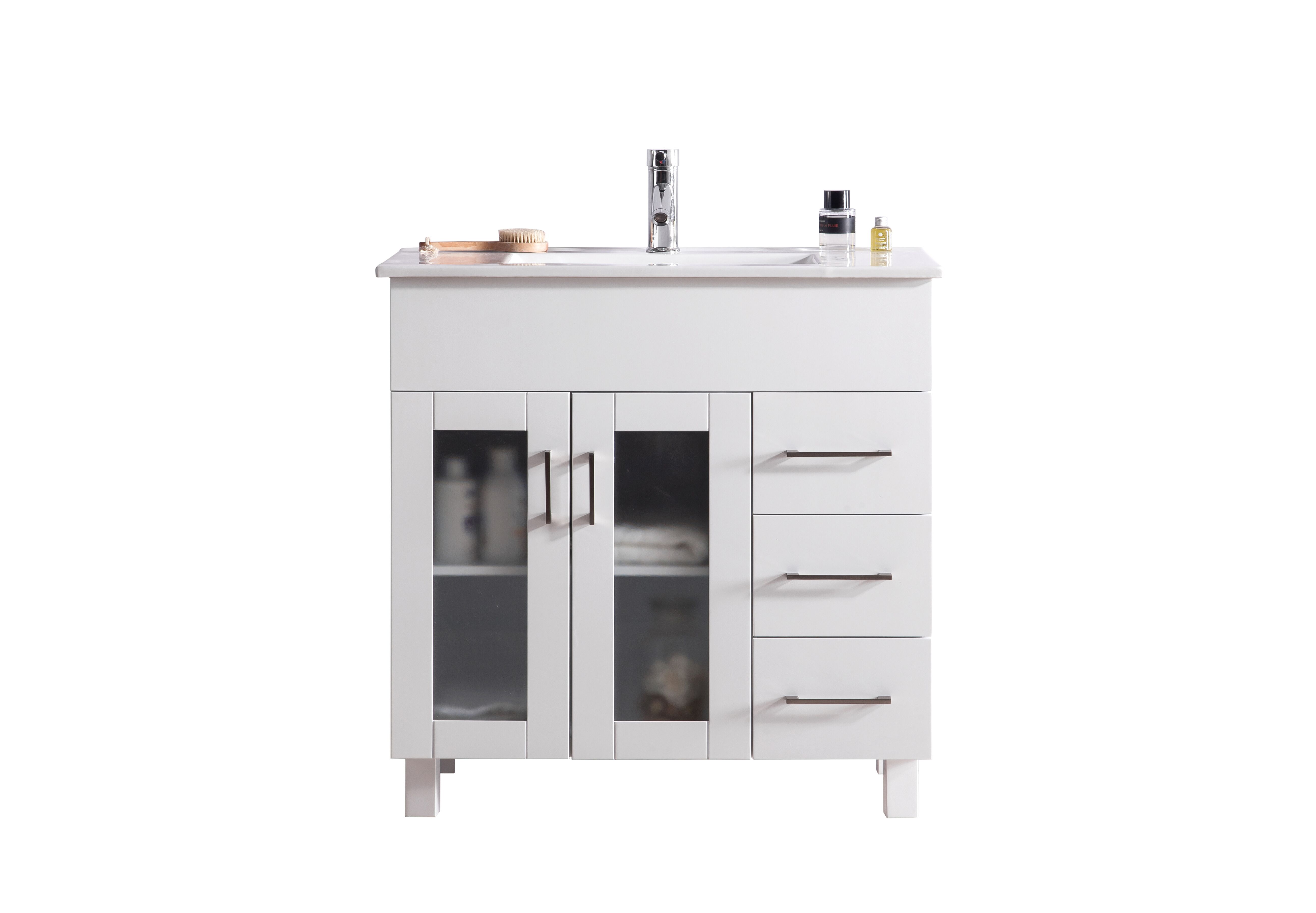 36" Single Bathroom Vanity + Ceramic Basin Counter with Color