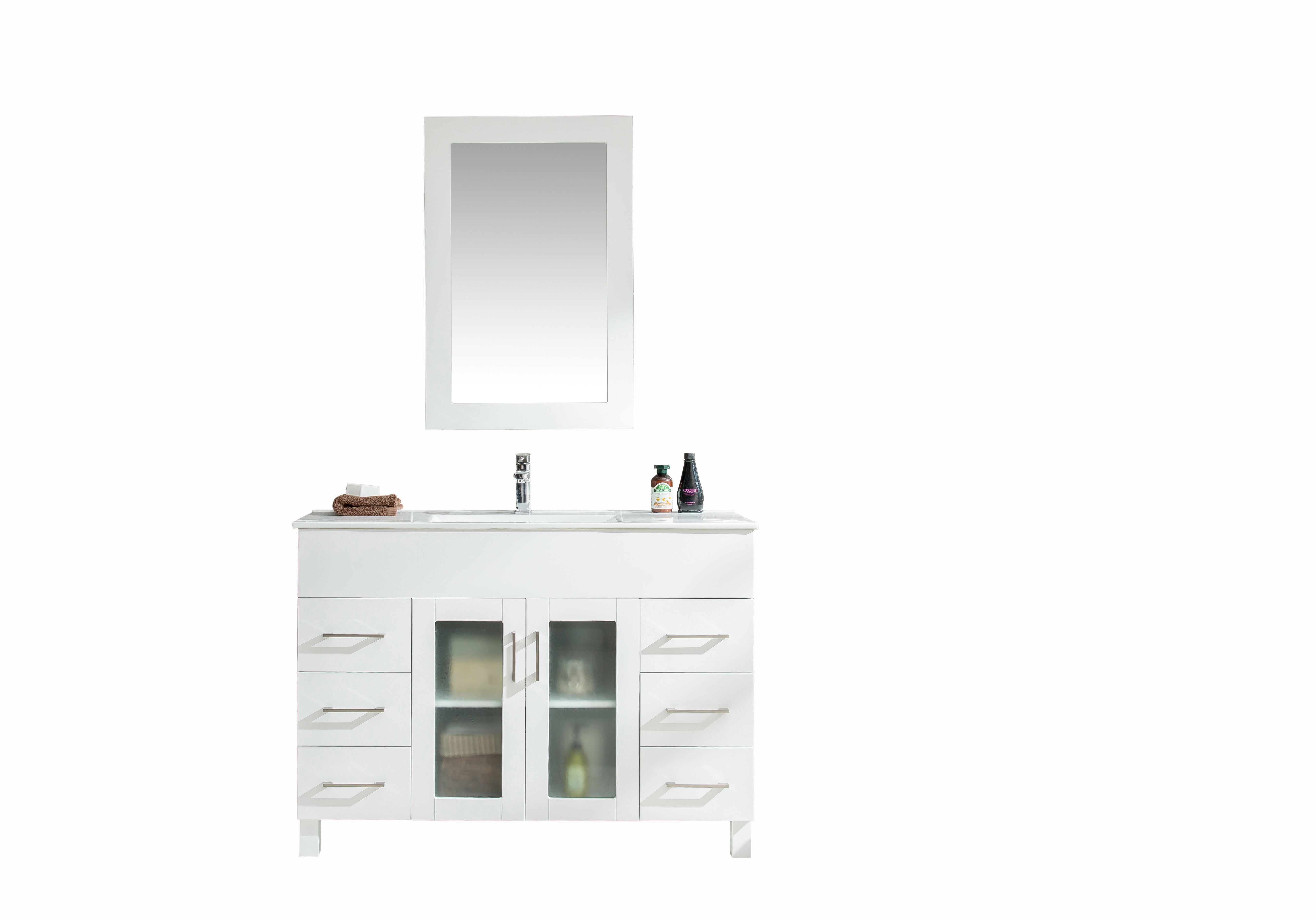 48" Single Bathroom Vanity + Ceramic Basin Counter with Color