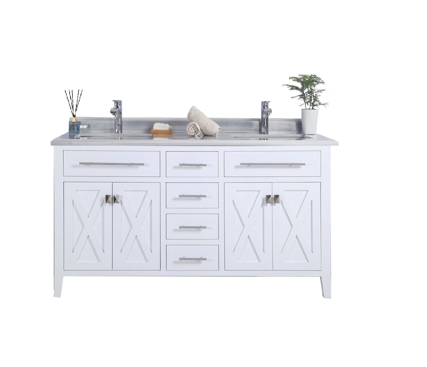 60" Double Sink Bathroom + Top and Color Options