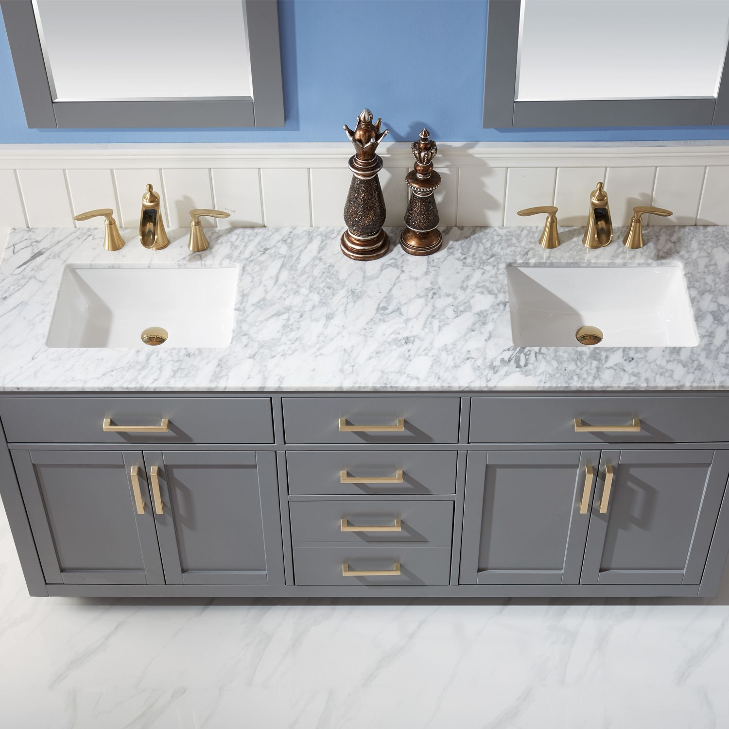 Issac Edwards Collection 72" Double Bathroom Vanity Set in Gray and