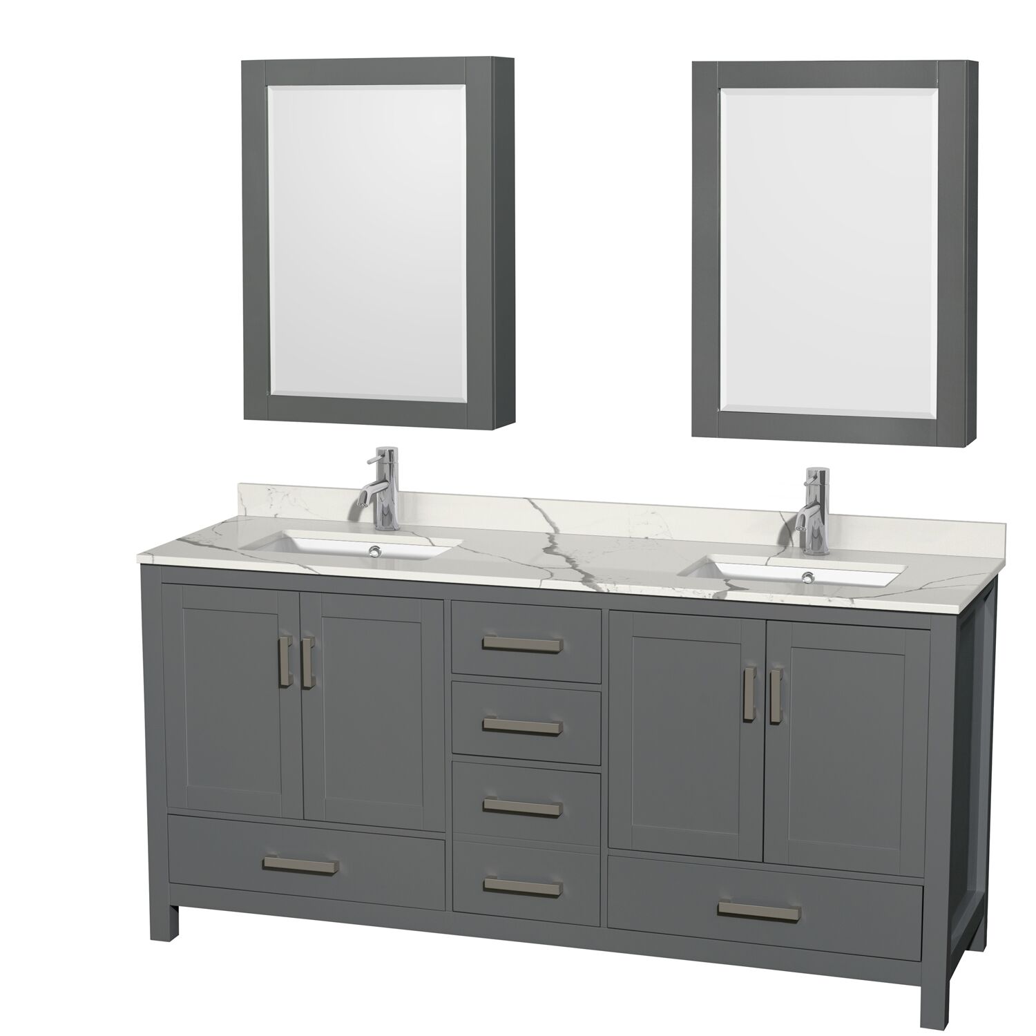 72" Double Bathroom Vanity with Color, Countertop, Mirror and Medicine