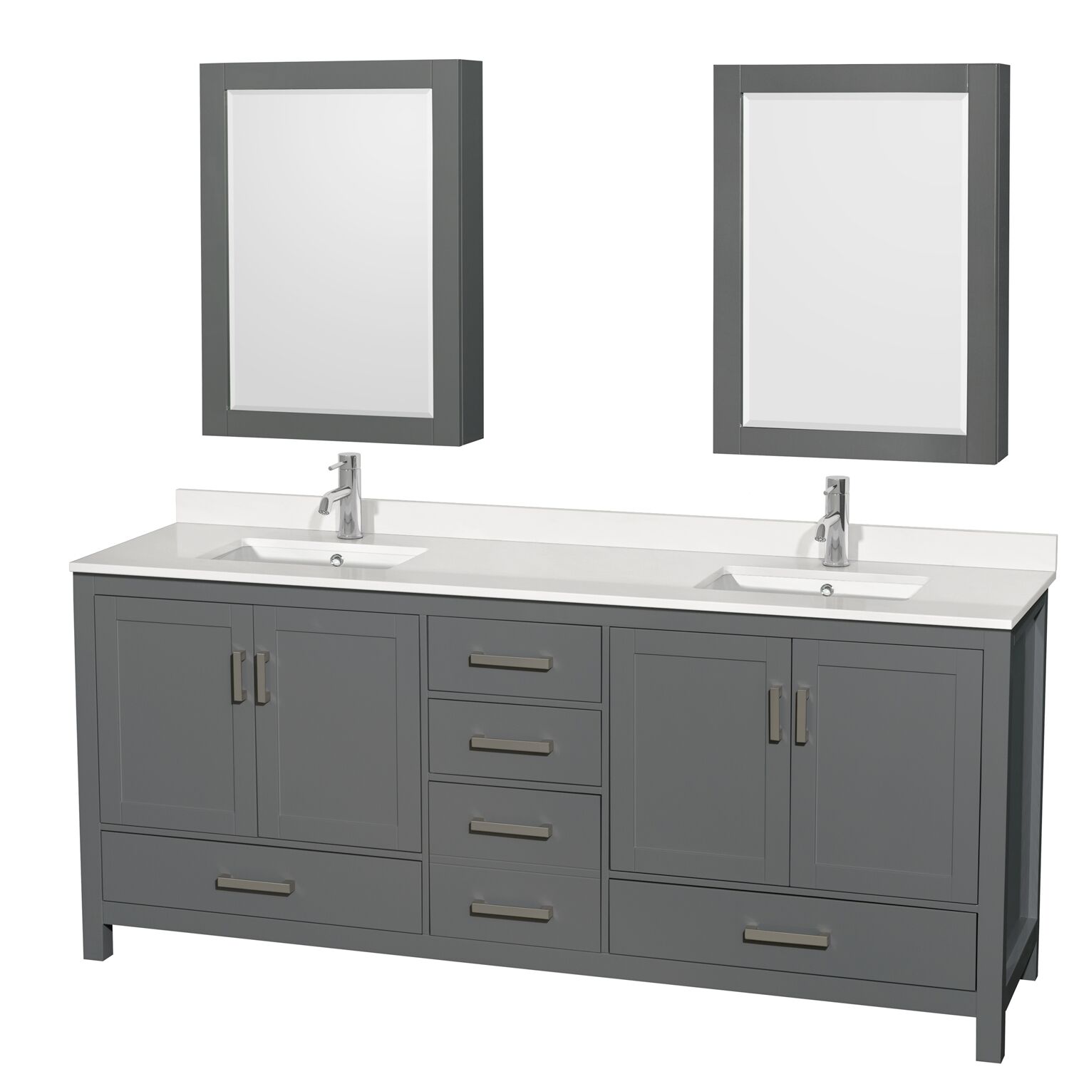 80" Double Bathroom Vanity with Color, Countertop, Mirror and Medicine Options