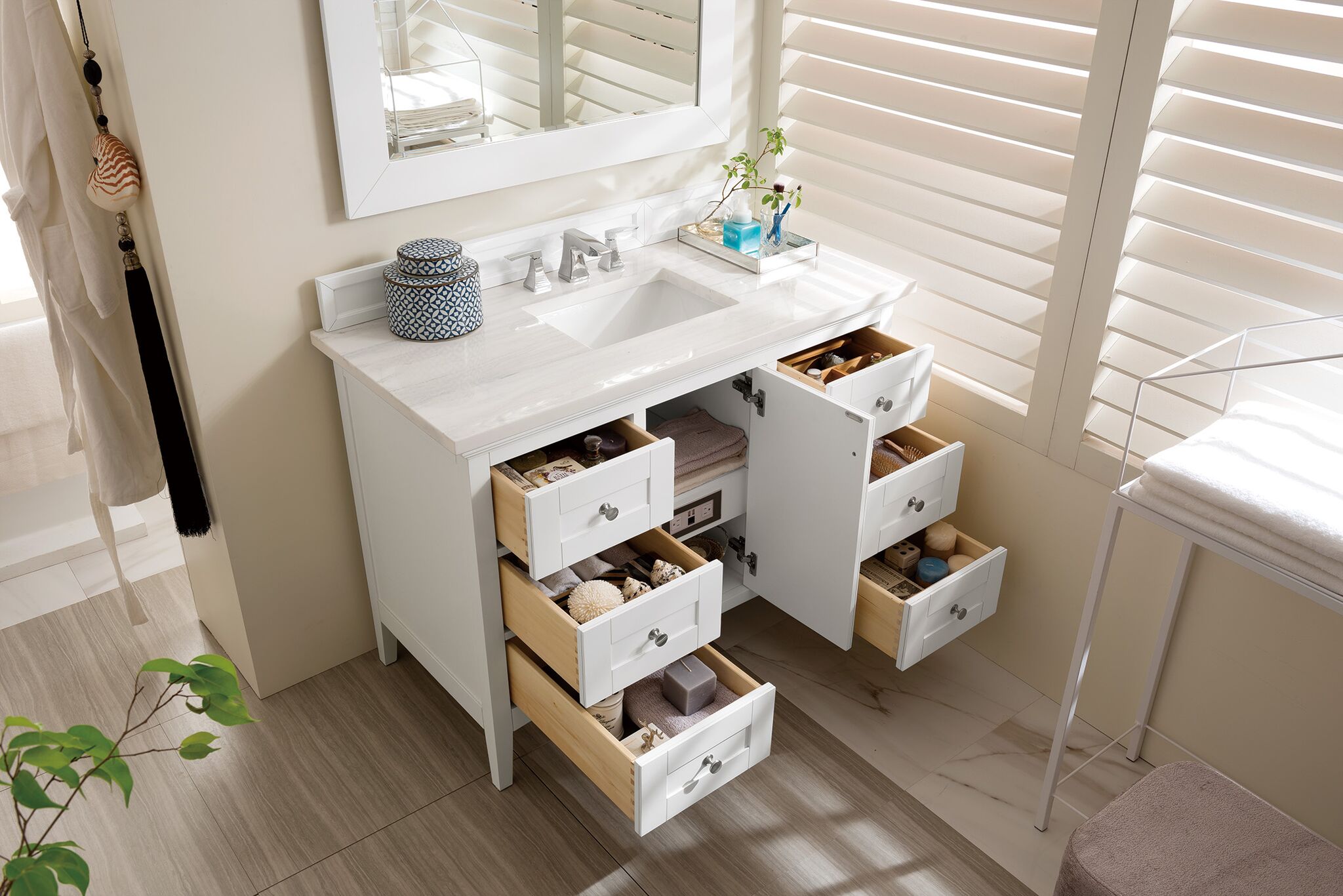 James Martin Palisades Collection 48" Single Vanity, Bright White