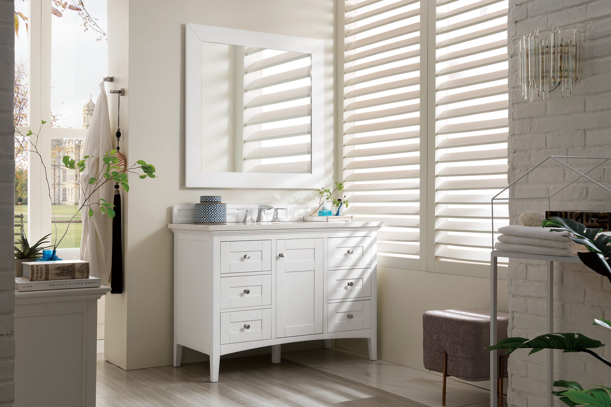 James Martin Palisades Collection 48" Single Vanity, Bright White