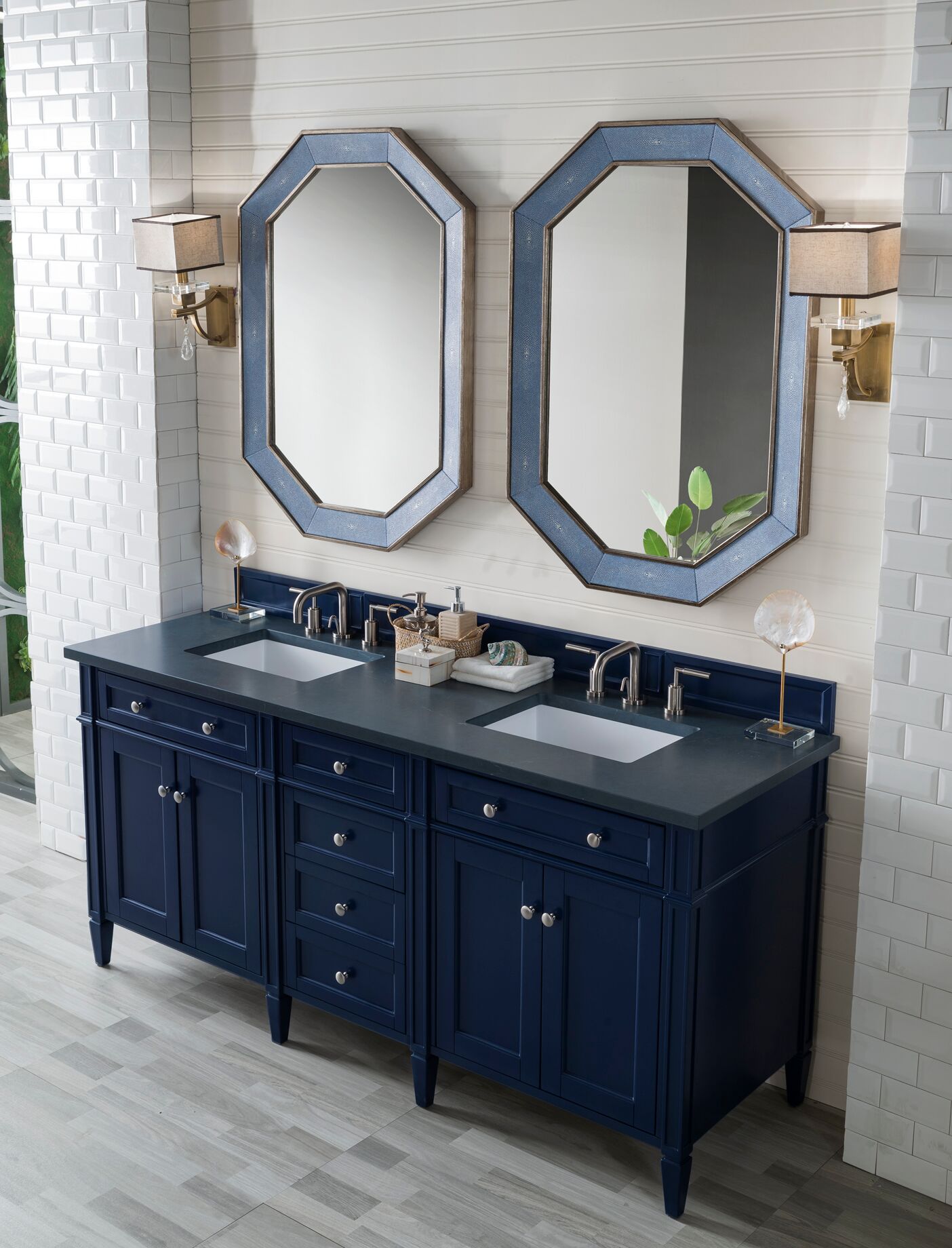 James Martin Brittany Collection 72" Double Vanity, Victory Blue