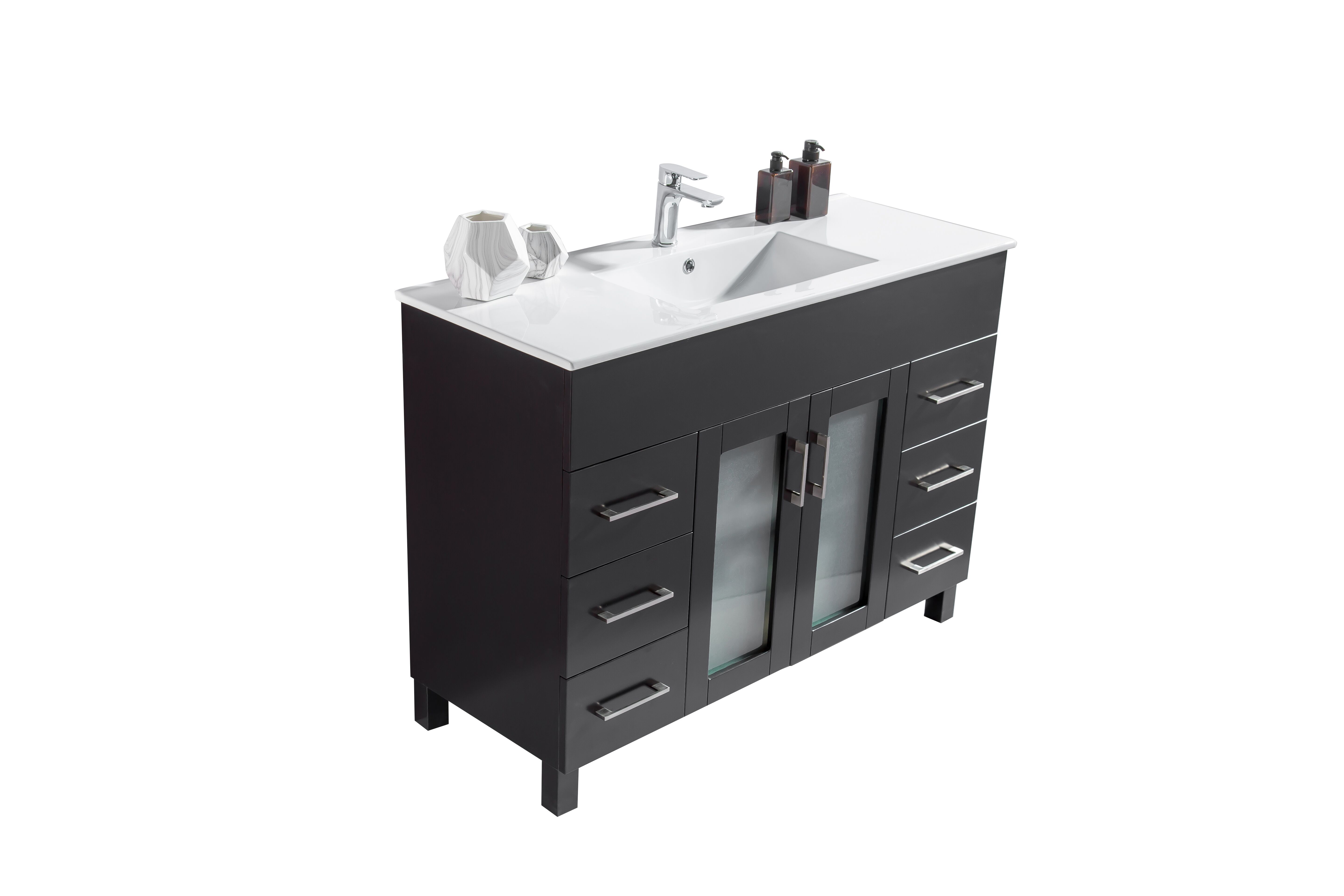 48" Single Bathroom Vanity + Ceramic Basin Counter with Color