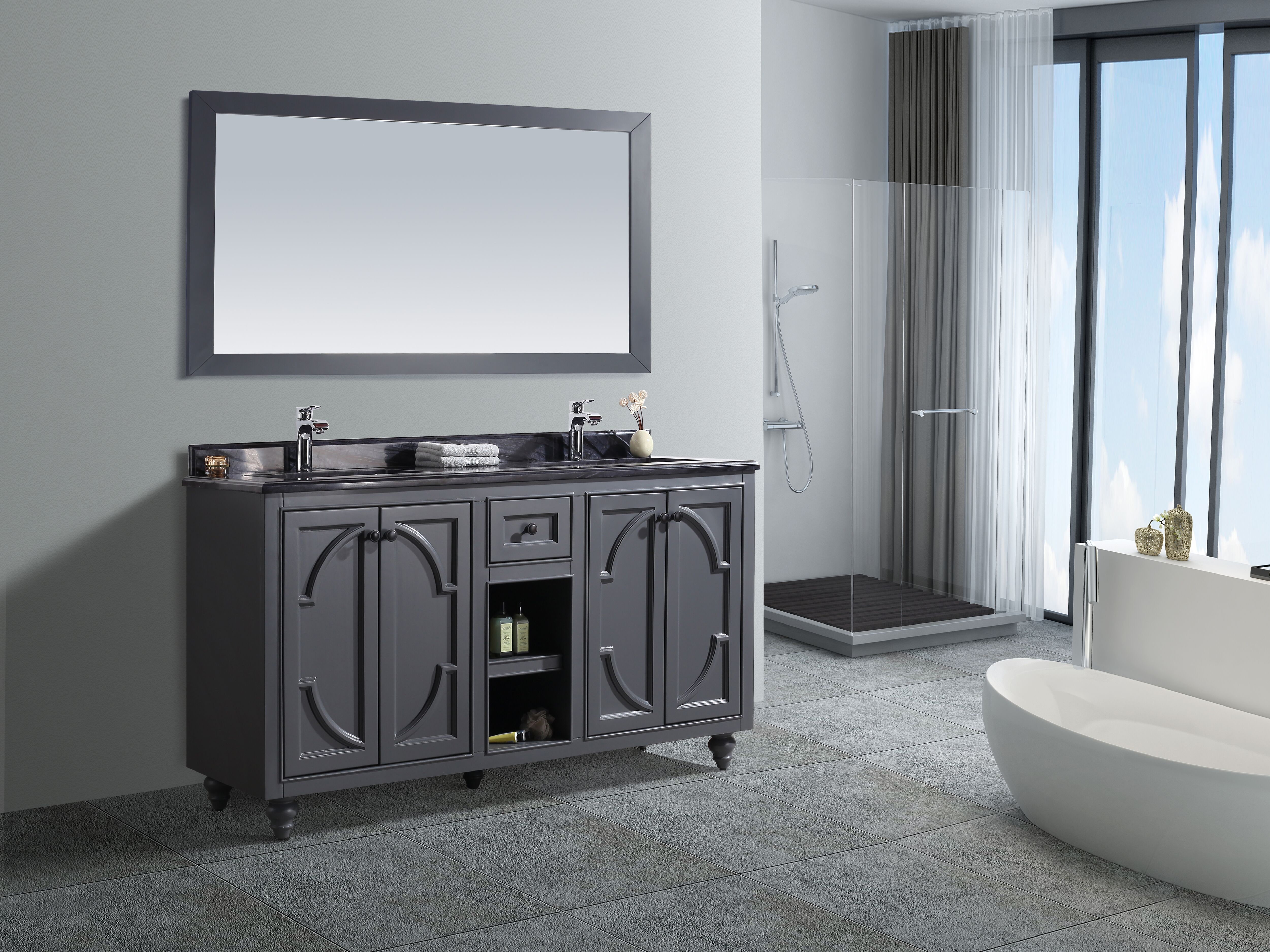 60" Double Bathroom Vanity + Top and Color Options