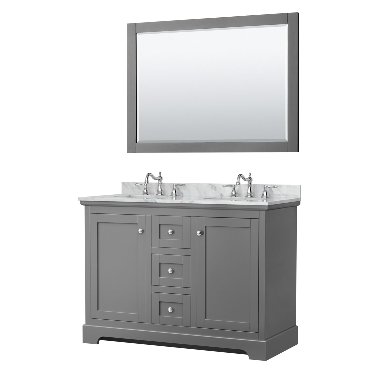 48" Double Bathroom Vanity in Dark Gray with Countertop, Sinks and