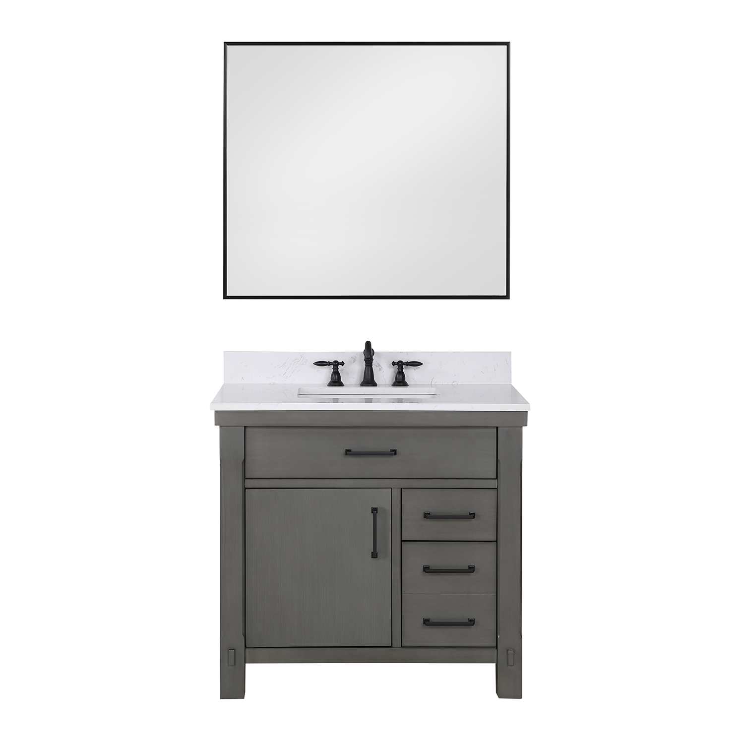 36" Single Sink Bath Vanity in Rust Grey with White Composite Countertop