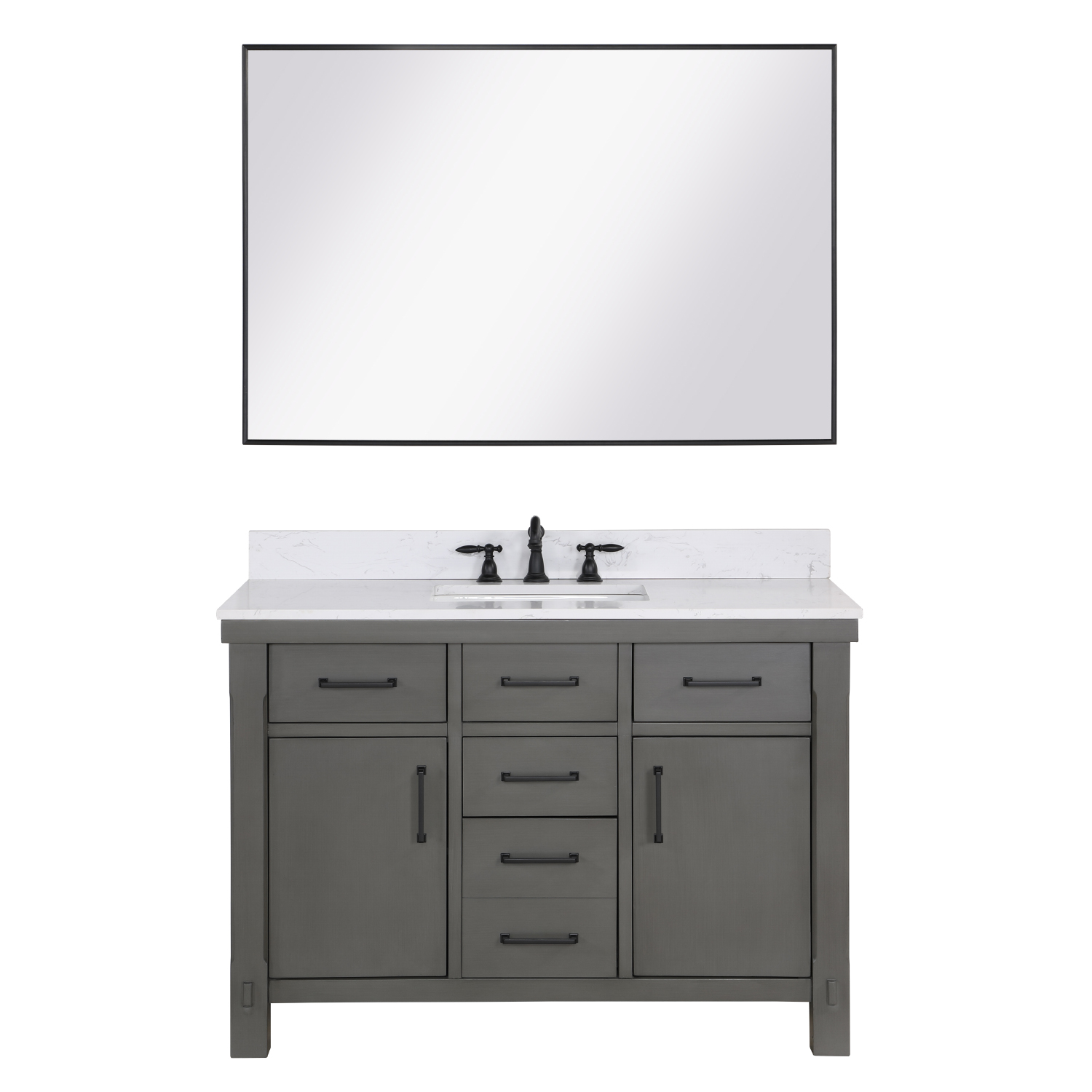 48" Single Sink Bath Vanity in Rust Grey with White Composite Countertop