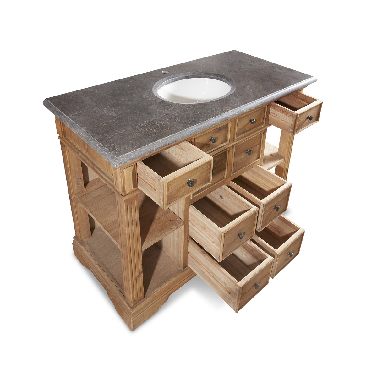 48" Handcrafted Reclaimed Pine Solid Wood Single Bath Vanity Warm