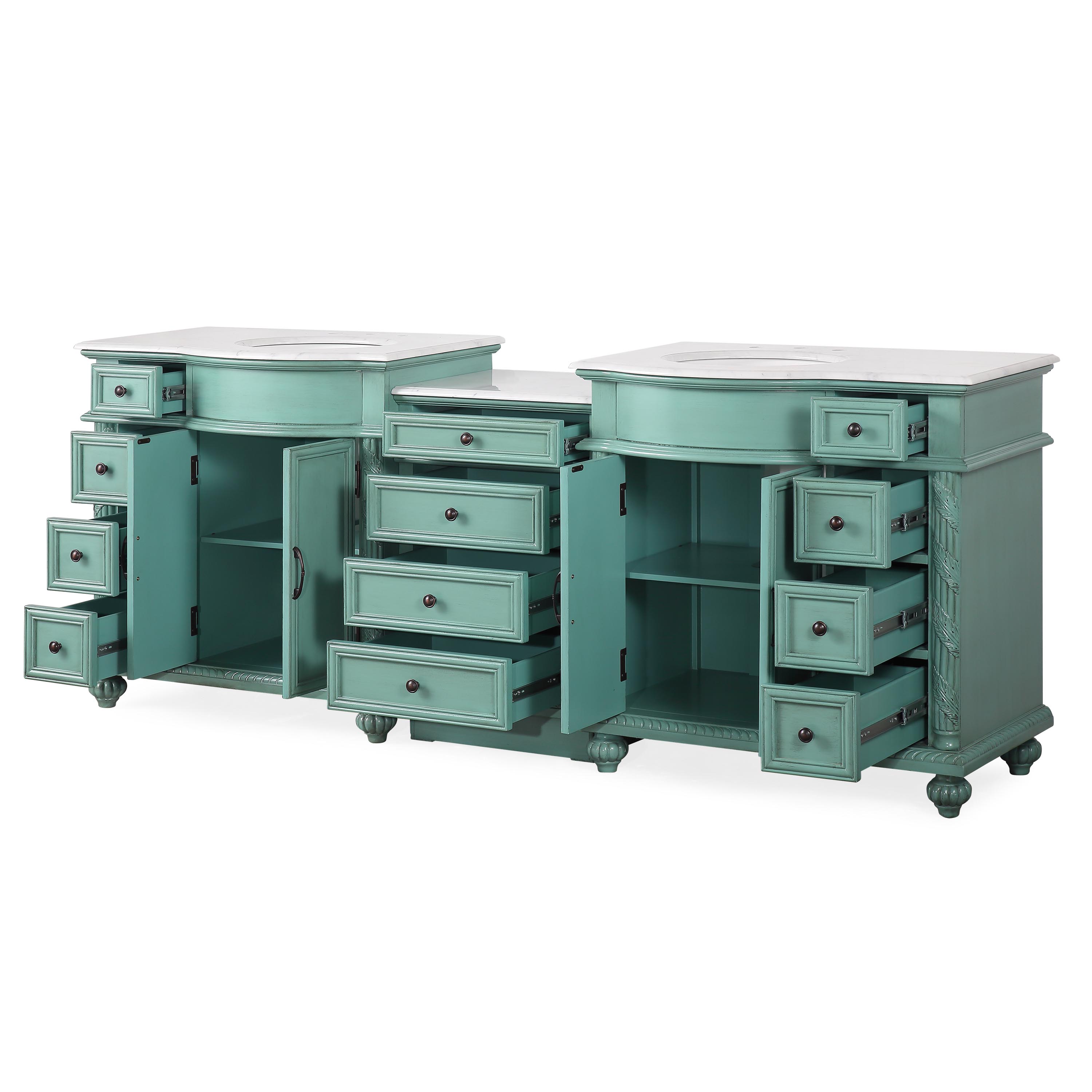 Adelina 90" Antique Mint Green Traditional Style Double Sink Bathroom